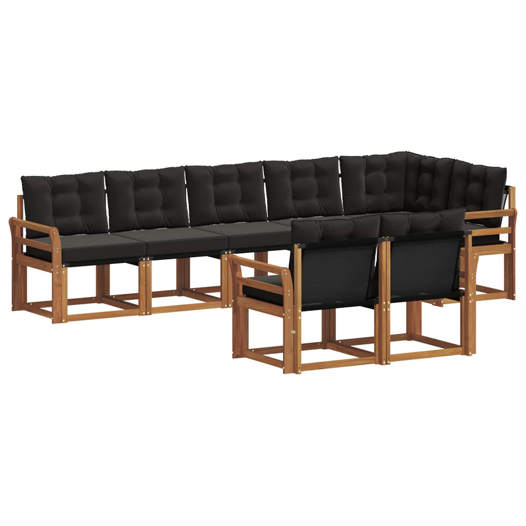 Udendørs sofagruppe med pude 8 pcs Naturlig og sort