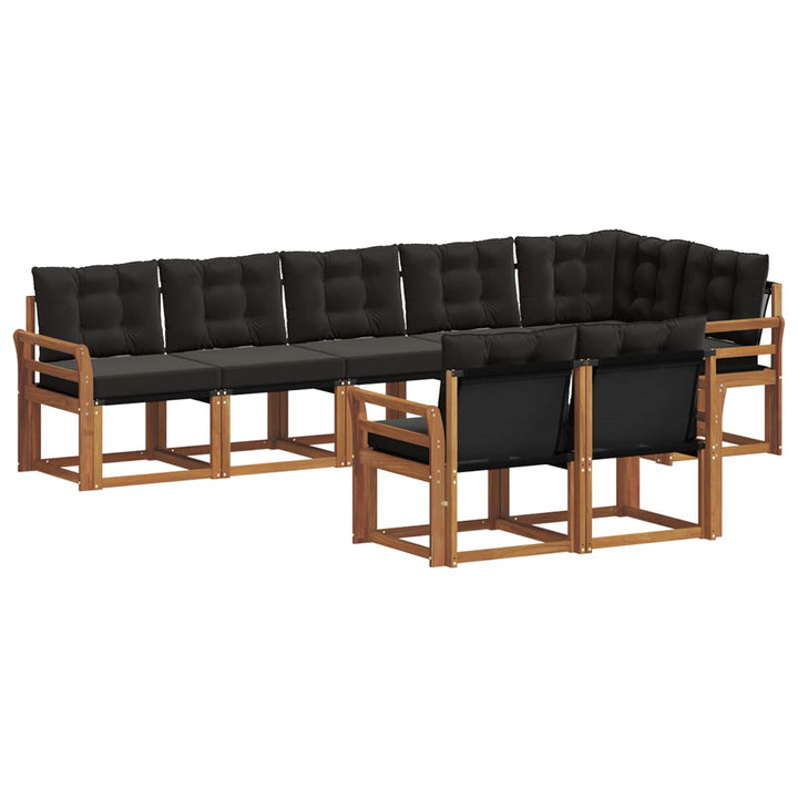 Udendørs sofagruppe med pude 8 pcs Naturlig og sort
