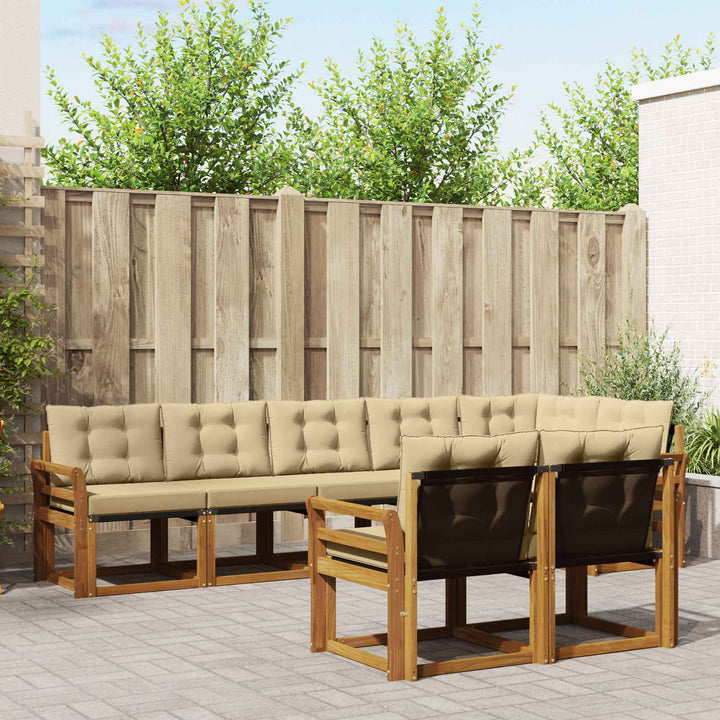 Udendørs sofagruppe med pude 8 pcs Naturlig og Beige