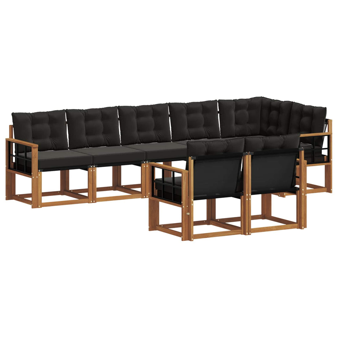 Udendørs sofagruppe med pude 8 pcs Naturlig og sort
