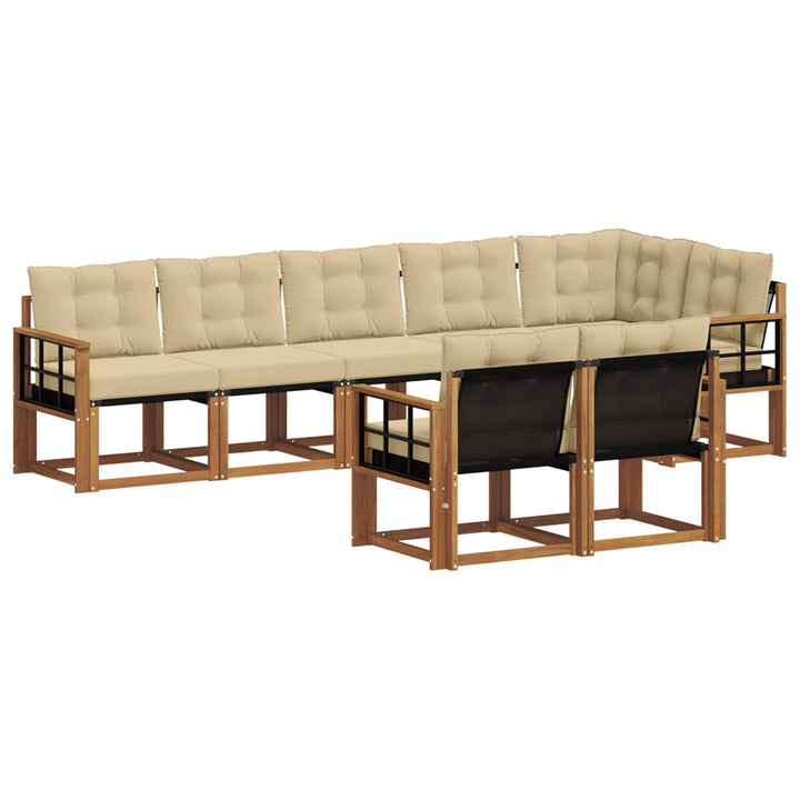Udendørs sofagruppe med pude 8 pcs Naturlig og Beige