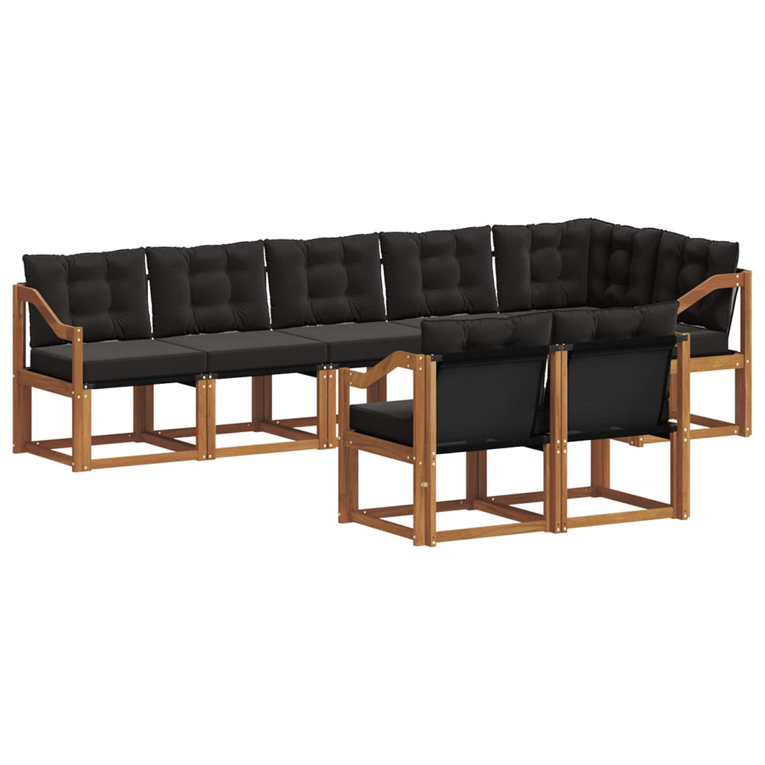 Udendørs sofagruppe med pude 8 pcs Naturlig og sort
