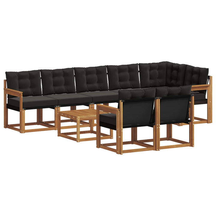 Udendørs sofagruppe med pude 9 pcs Naturlig og sort