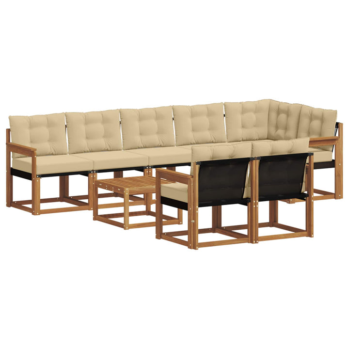 Udendørs sofagruppe med pude 9 pcs Naturlig og Beige