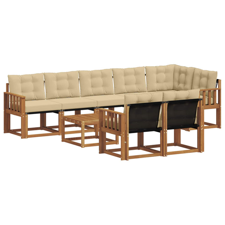 Udendørs sofagruppe med pude 9 pcs Naturlig og Beige