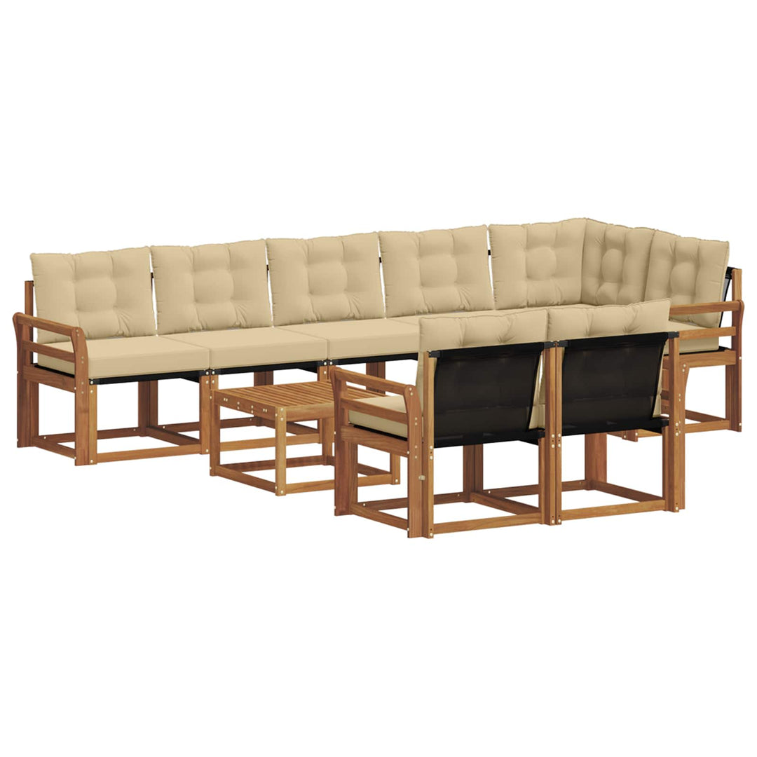Udendørs sofagruppe med pude 9 pcs Naturlig og Beige