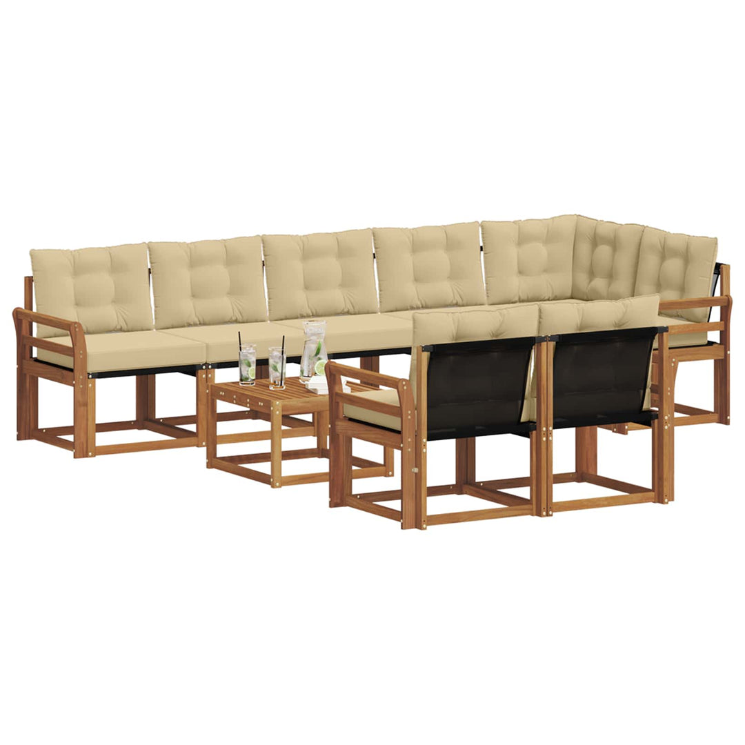 Udendørs sofagruppe med pude 9 pcs Naturlig og Beige