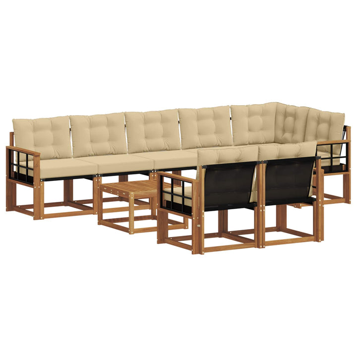 Udendørs sofagruppe med pude 9 pcs Naturlig og Beige