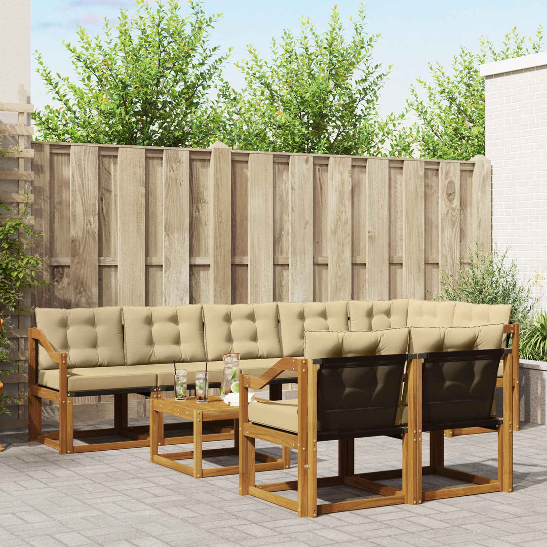 Udendørs sofagruppe med pude 9 pcs Naturlig og Beige
