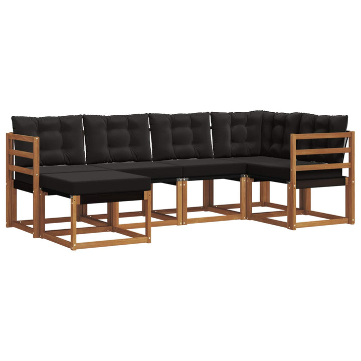Udendørs sofagruppe med pude 6 pcs Naturlig og sort