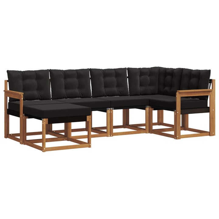 Udendørs sofagruppe med pude 6 pcs Naturlig og sort