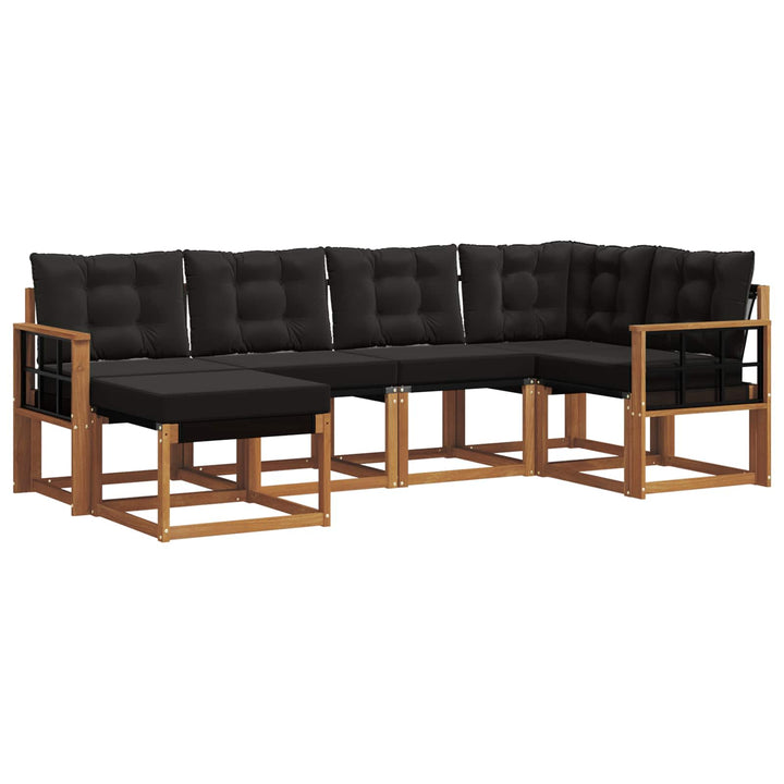 Udendørs sofagruppe med pude 6 pcs Naturlig og sort
