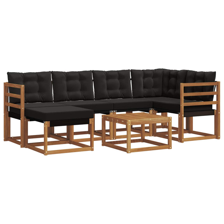 Udendørs sofagruppe med pude 7 pcs Naturlig og sort