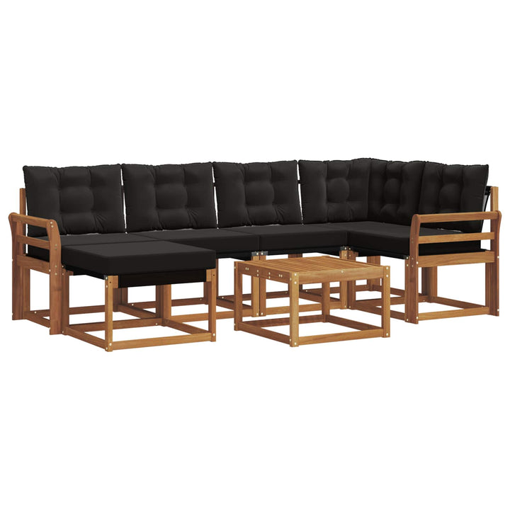 Udendørs sofagruppe med pude 7 pcs Naturlig og sort