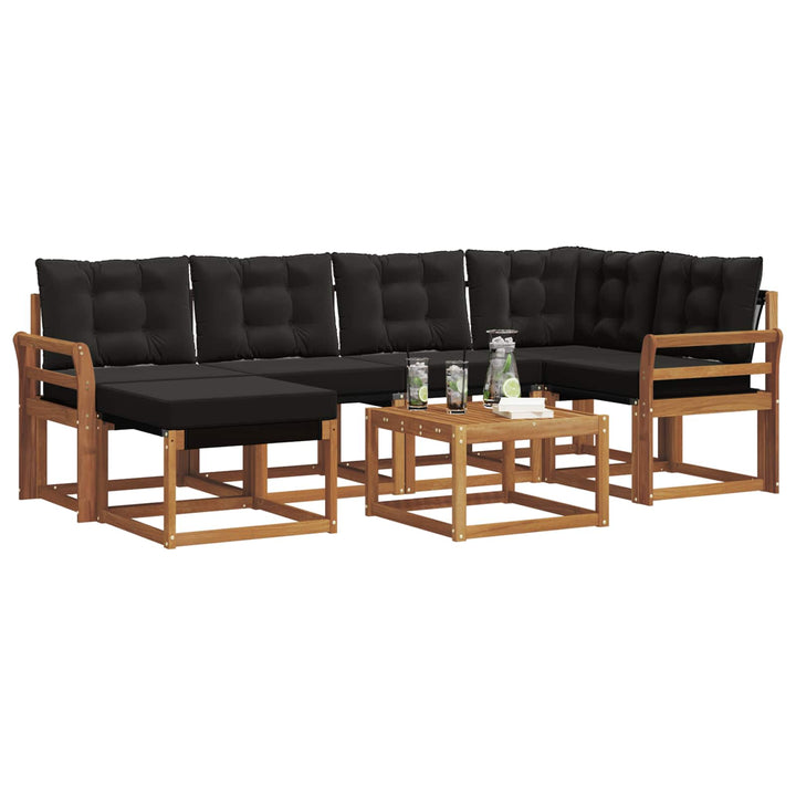 Udendørs sofagruppe med pude 7 pcs Naturlig og sort