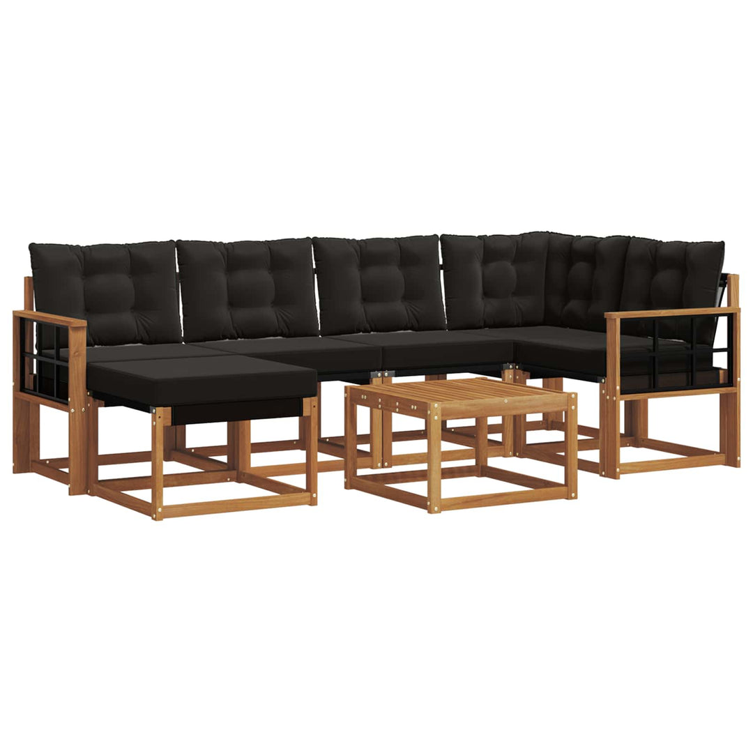 Udendørs sofagruppe med pude 7 pcs Naturlig og sort