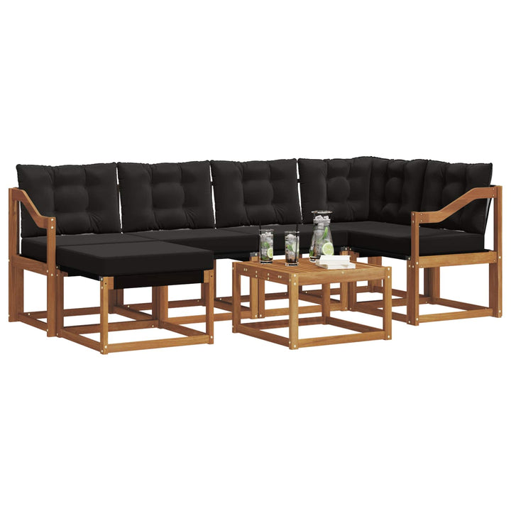 Udendørs sofagruppe med pude 7 pcs Naturlig og sort