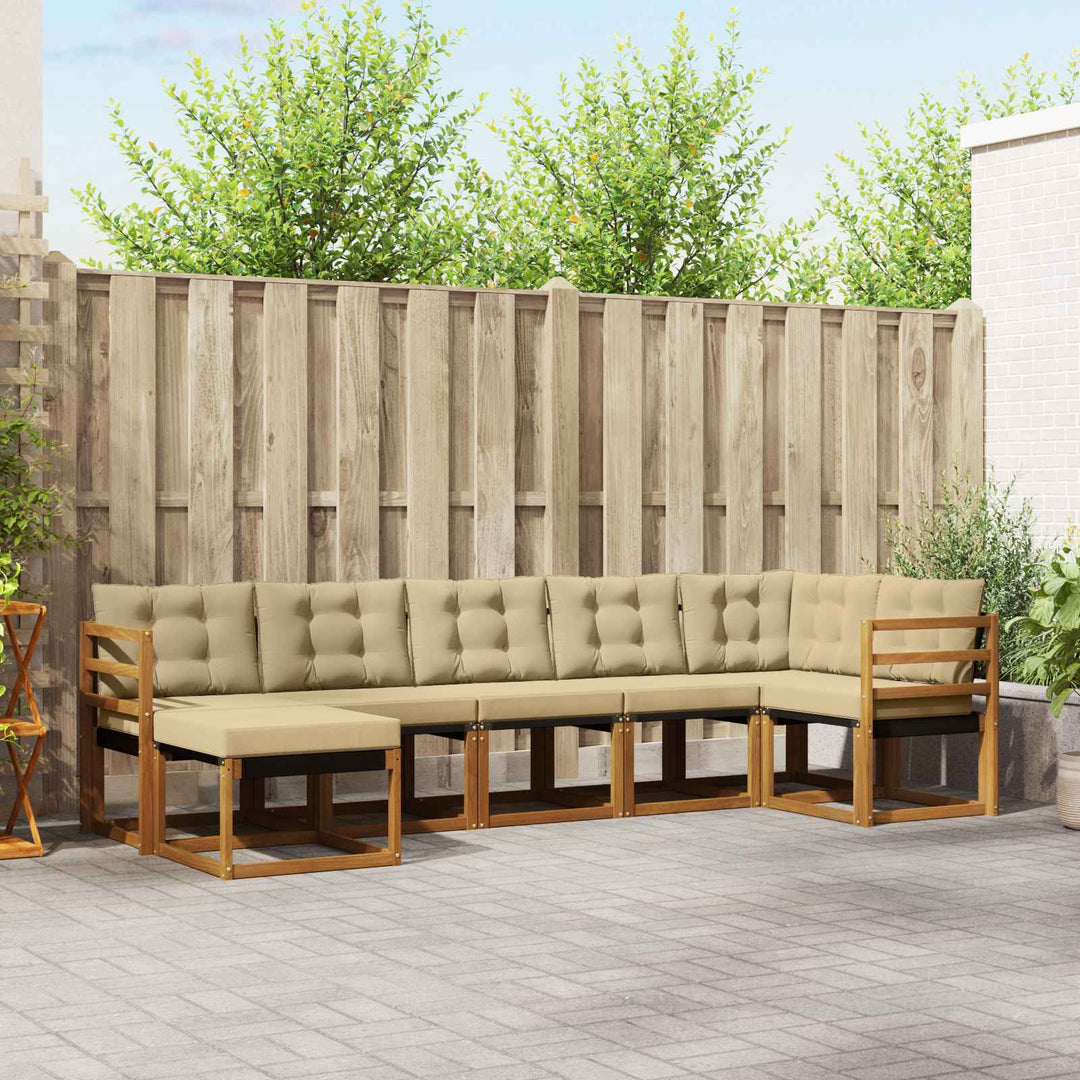 Udendørs sofagruppe med pude 7 pcs Naturlig og Beige