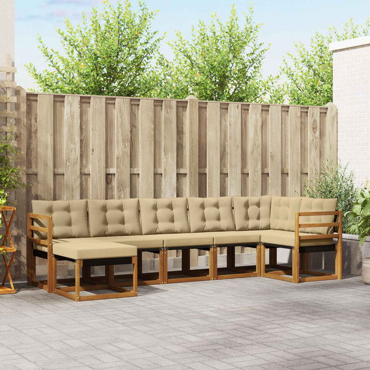 Udendørs sofagruppe med pude 7 pcs Naturlig og Beige