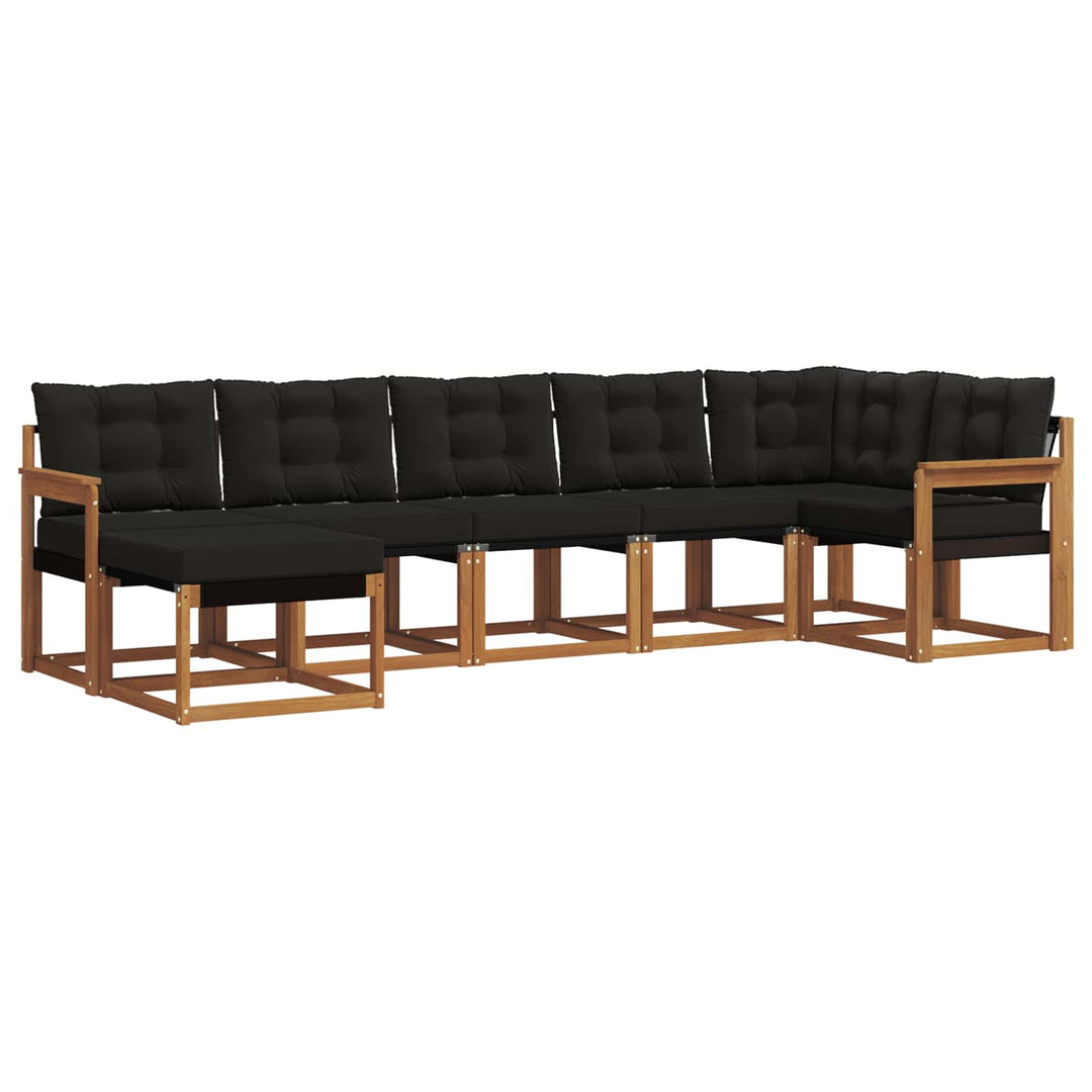 Udendørs sofagruppe med pude 7 pcs Naturlig og sort