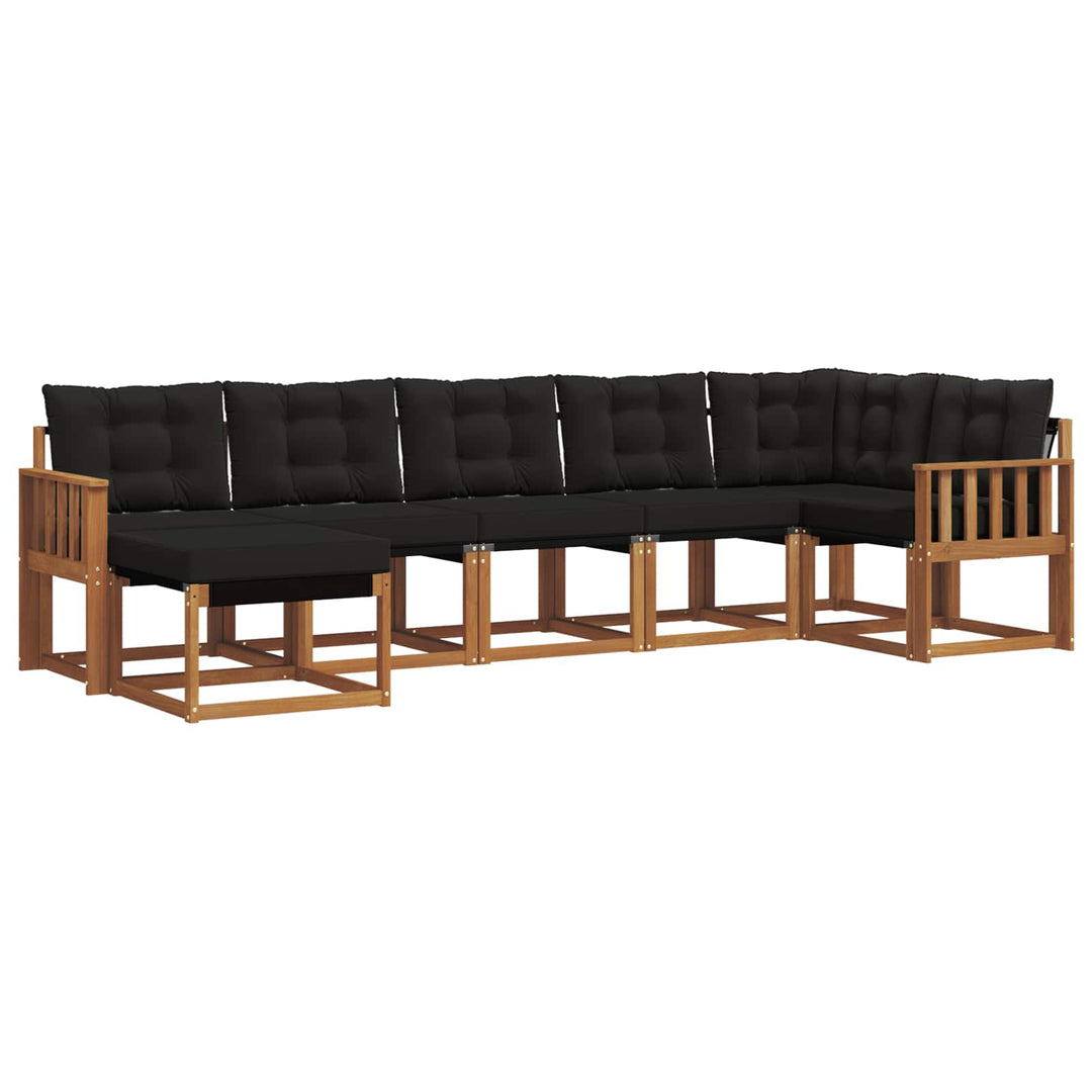 Udendørs sofagruppe med pude 7 pcs Naturlig og sort