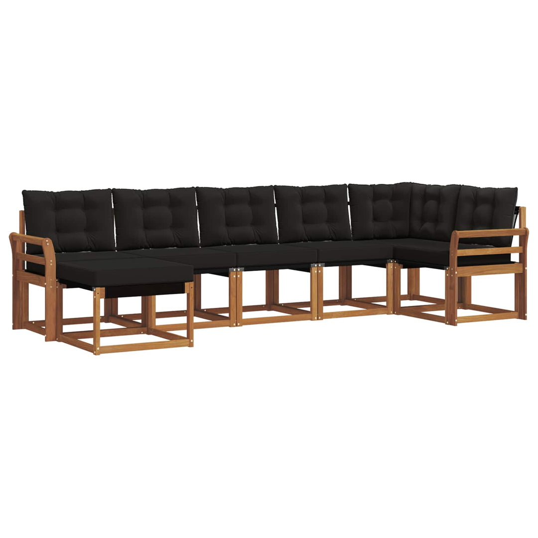 Udendørs sofagruppe med pude 7 pcs Naturlig og sort