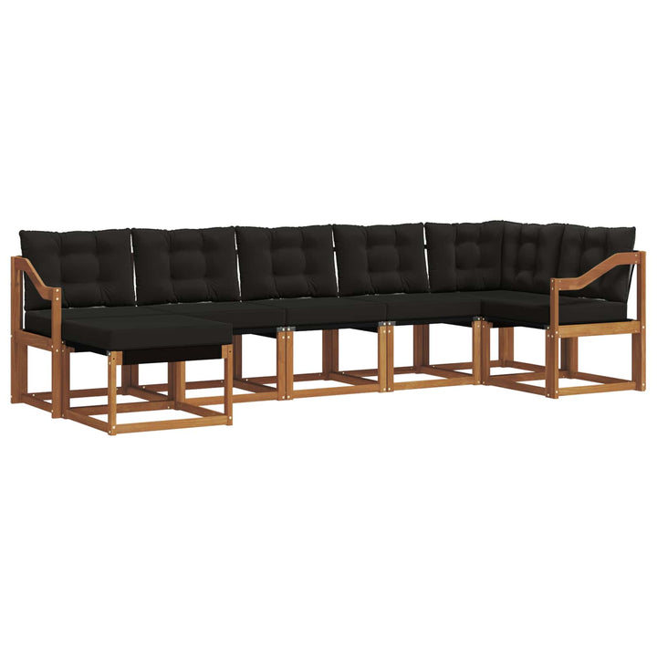 Udendørs sofagruppe med pude 7 pcs Naturlig og sort