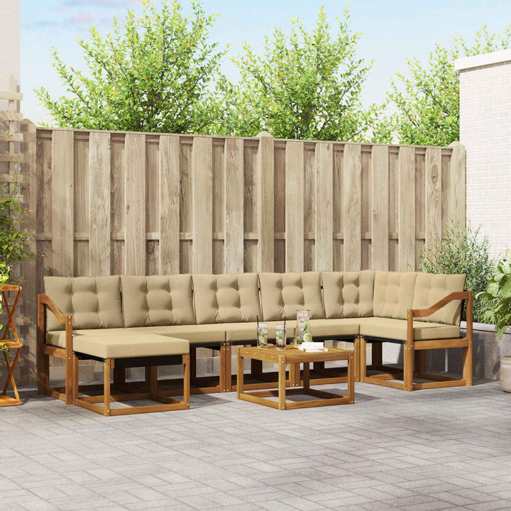 Udendørs sofagruppe med pude 8 pcs Naturlig og Beige