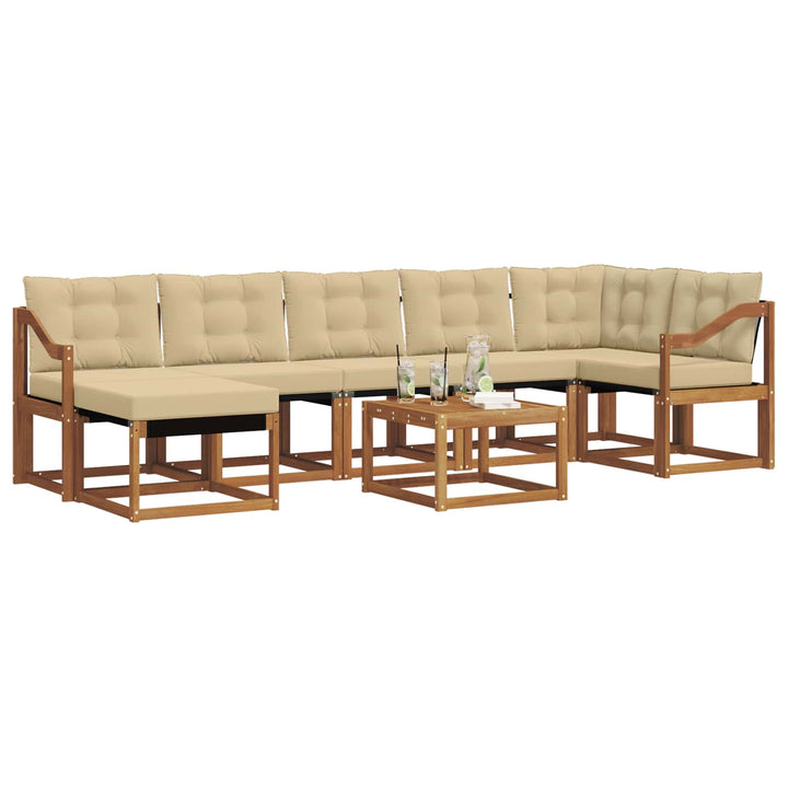 Udendørs sofagruppe med pude 8 pcs Naturlig og Beige