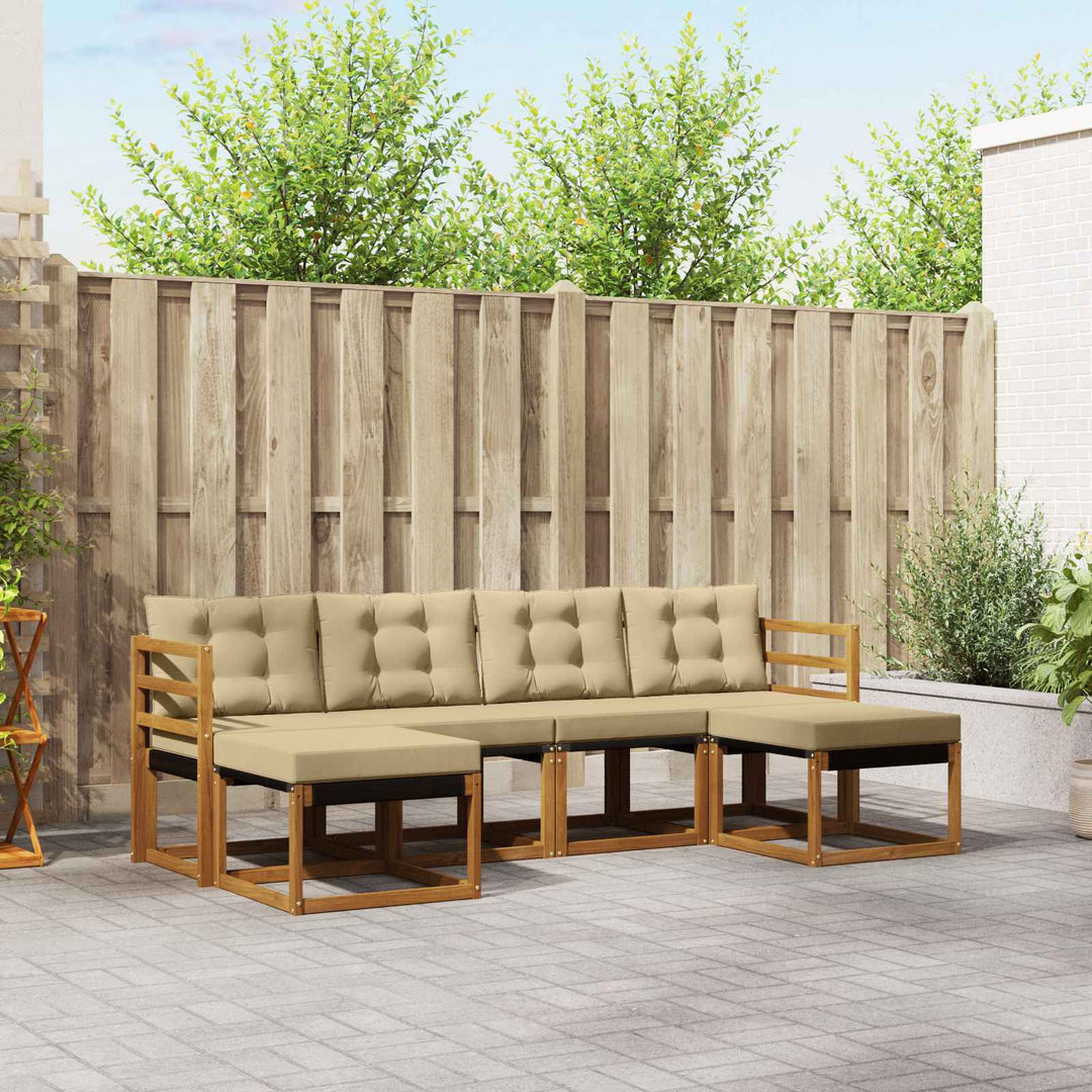 Udendørs sofagruppe med pude 6 pcs Naturlig og Beige