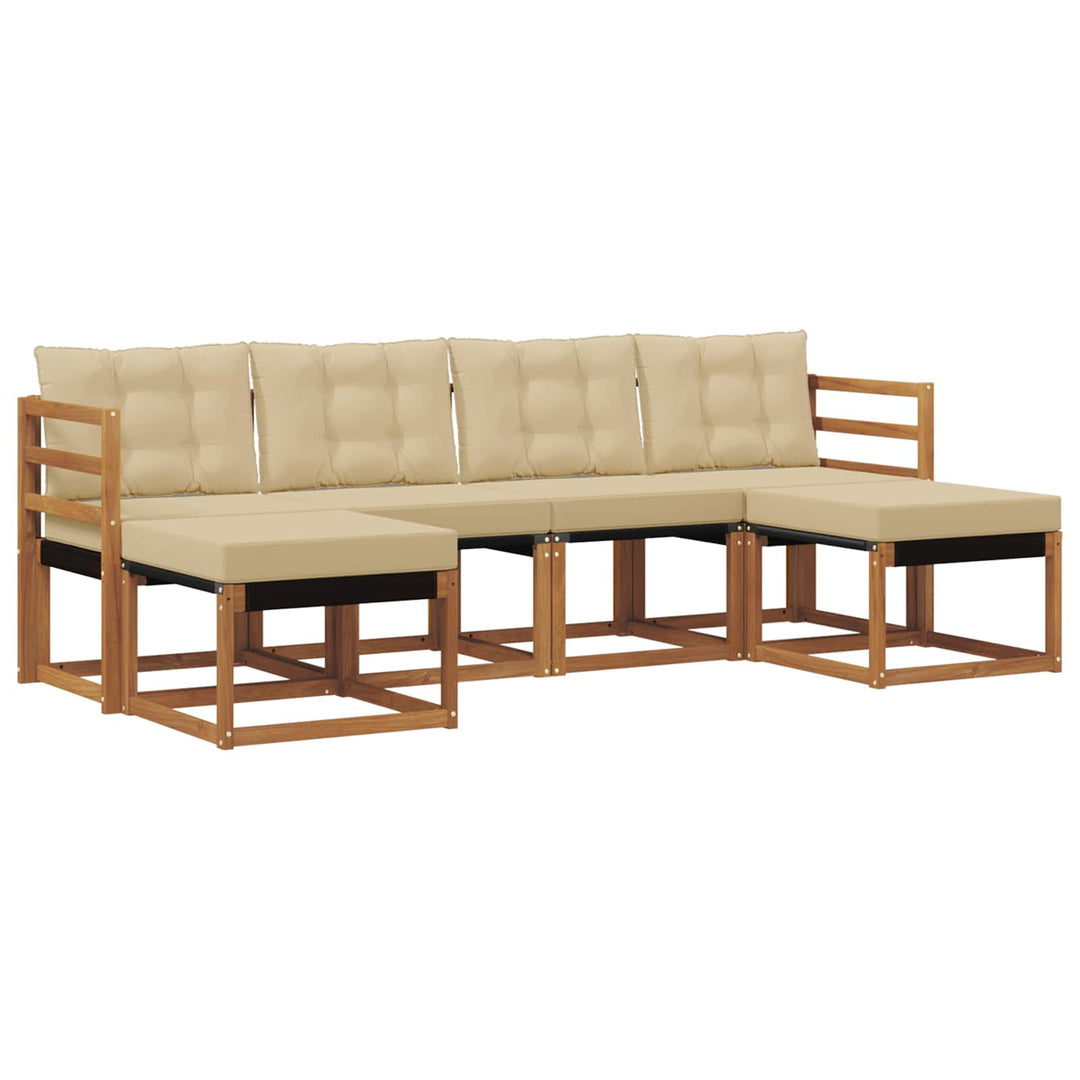 Udendørs sofagruppe med pude 6 pcs Naturlig og Beige