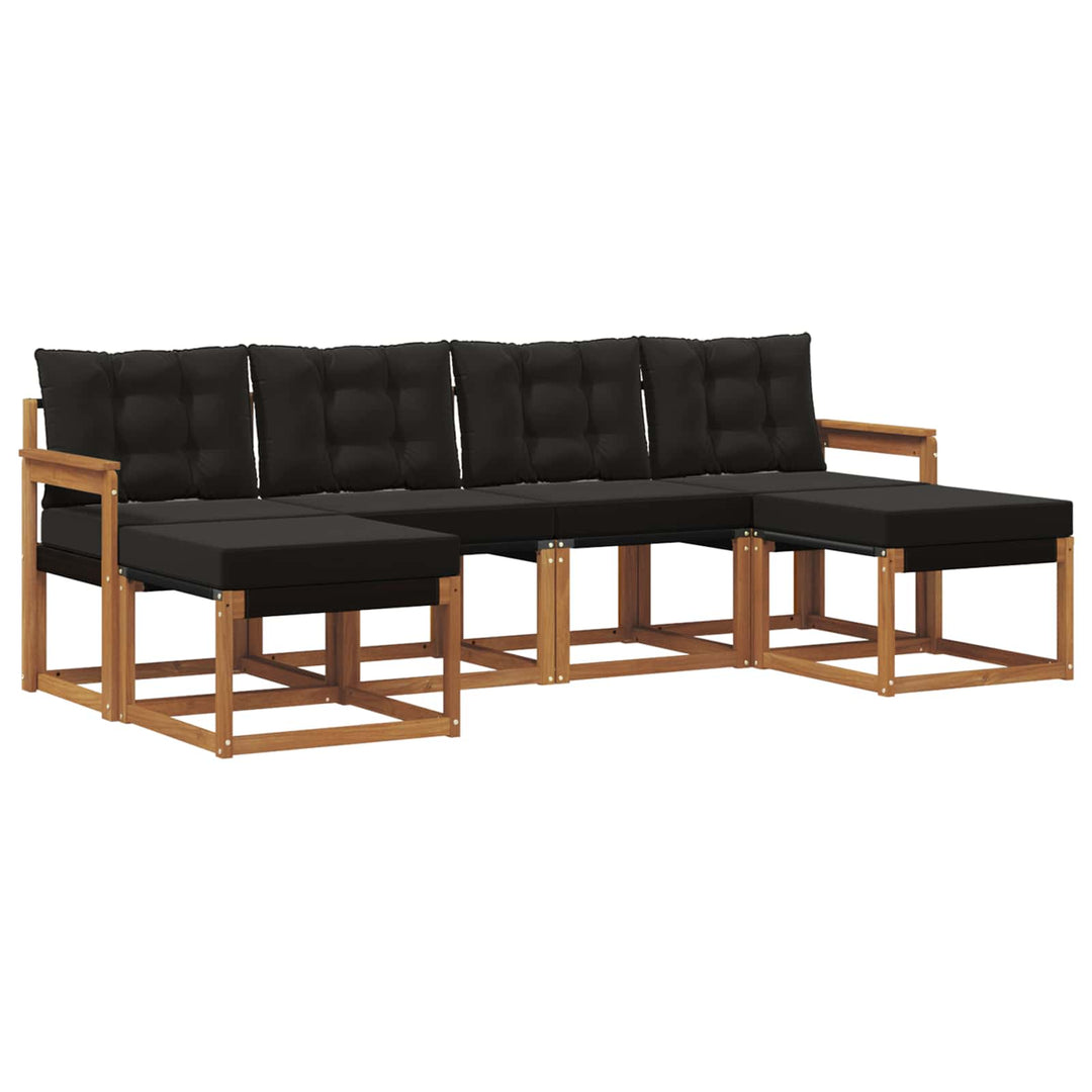 Udendørs sofagruppe med pude 6 pcs Naturlig og sort