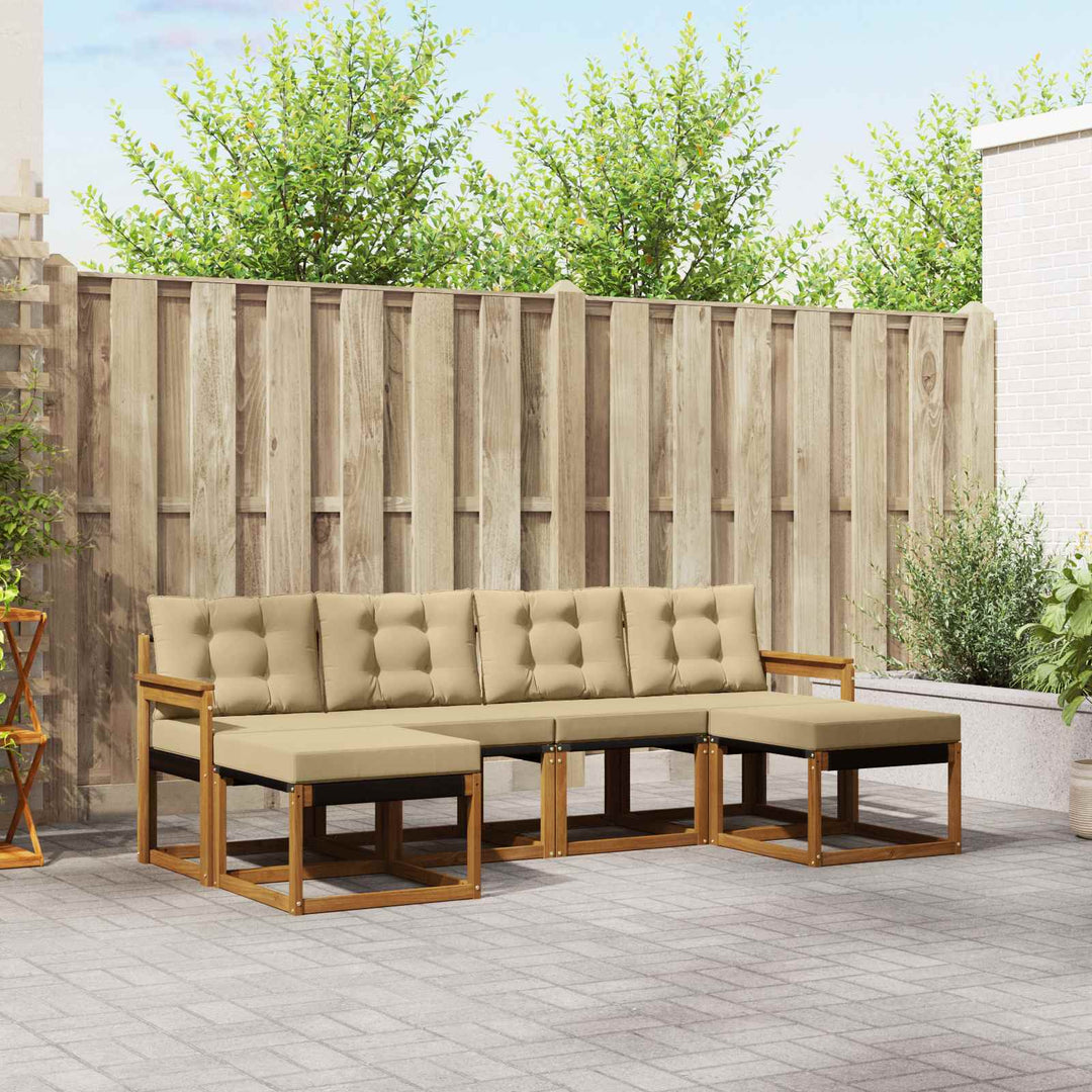 Udendørs sofagruppe med pude 6 pcs Naturlig og Beige