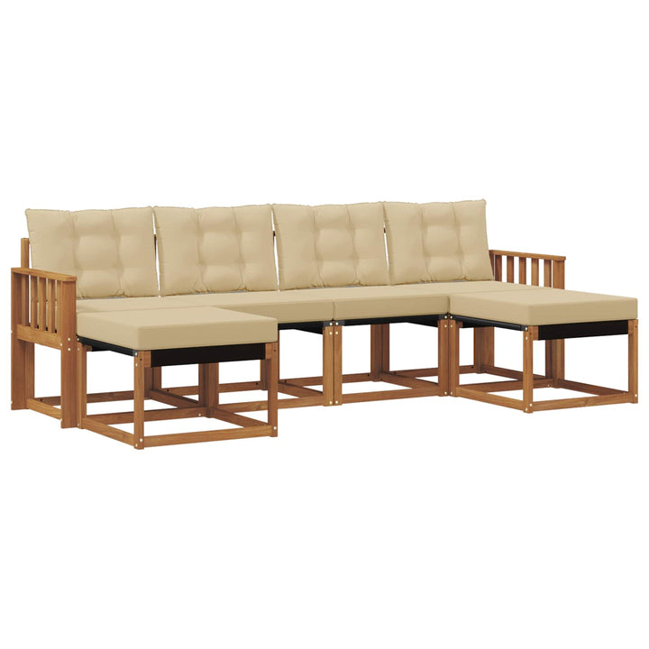 Udendørs sofagruppe med pude 6 pcs Naturlig og Beige