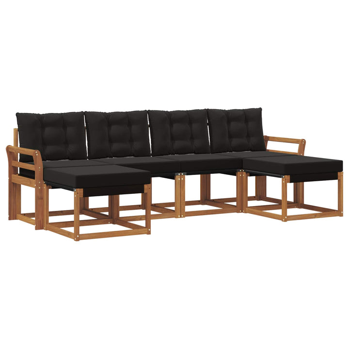 Udendørs sofagruppe med pude 6 pcs Naturlig og sort