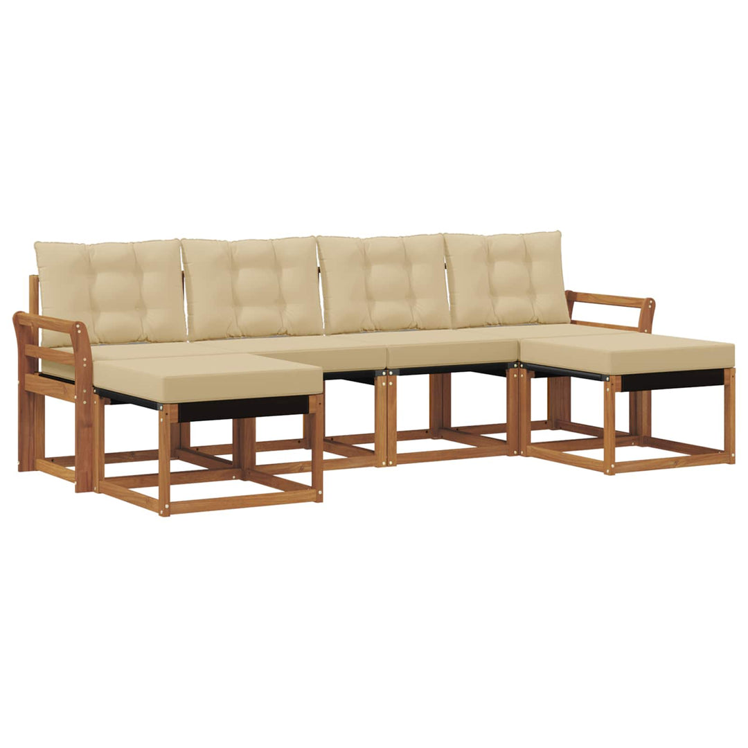 Udendørs sofagruppe med pude 6 pcs Naturlig og Beige