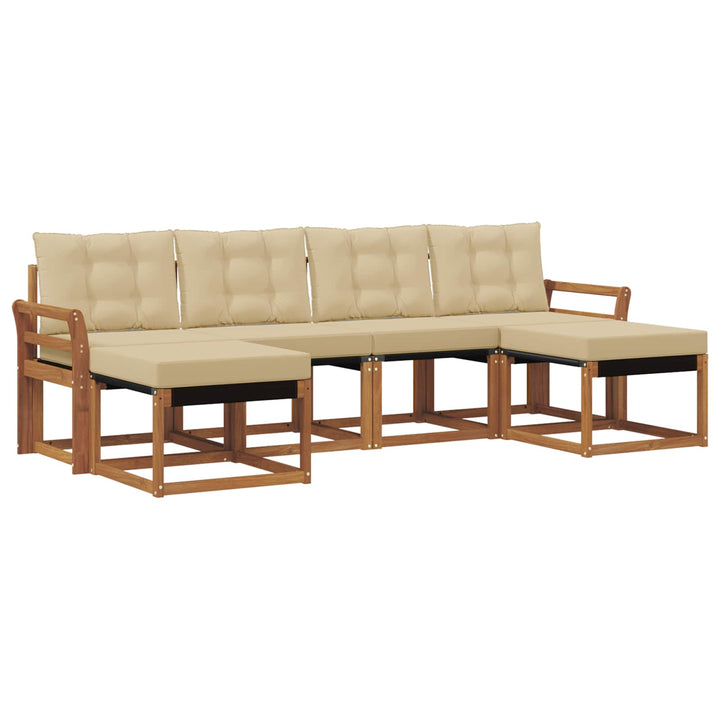 Udendørs sofagruppe med pude 6 pcs Naturlig og Beige