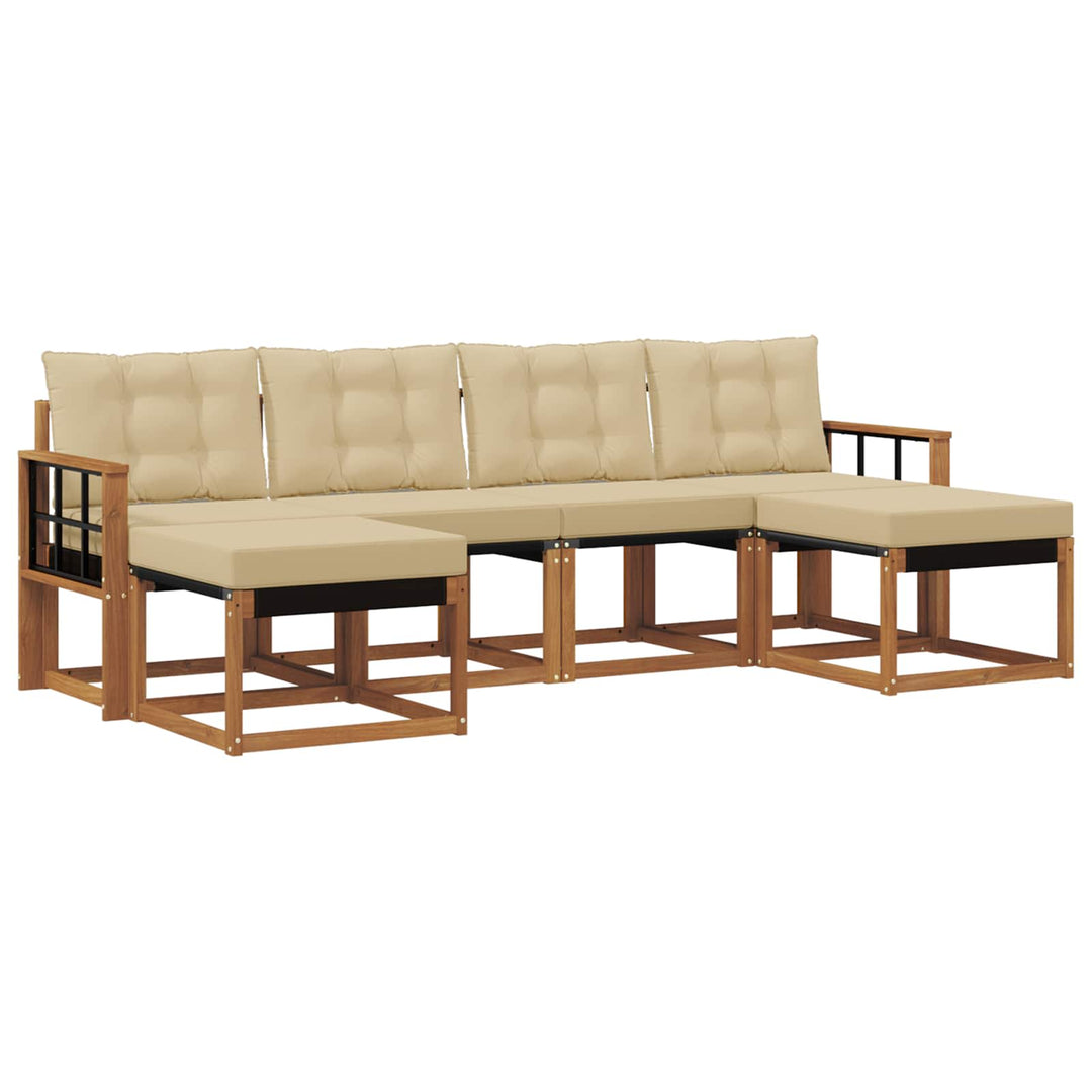 Udendørs sofagruppe med pude 6 pcs Naturlig og Beige