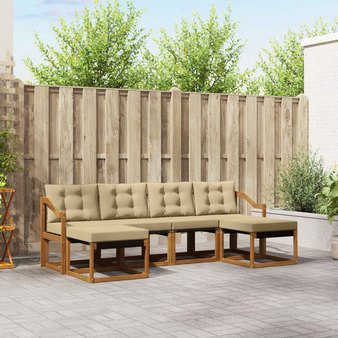 Udendørs sofagruppe med pude 6 pcs Naturlig og Beige