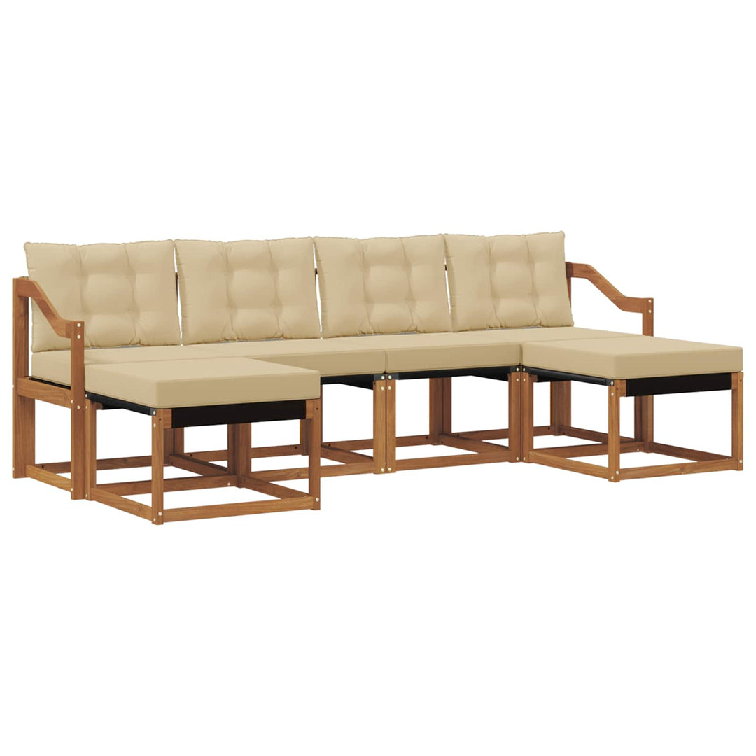 Udendørs sofagruppe med pude 6 pcs Naturlig og Beige