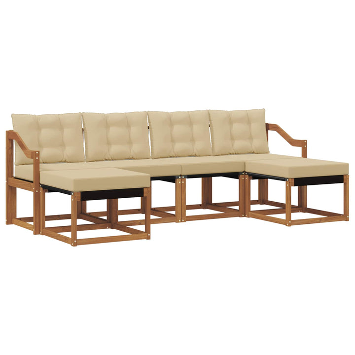 Udendørs sofagruppe med pude 6 pcs Naturlig og Beige