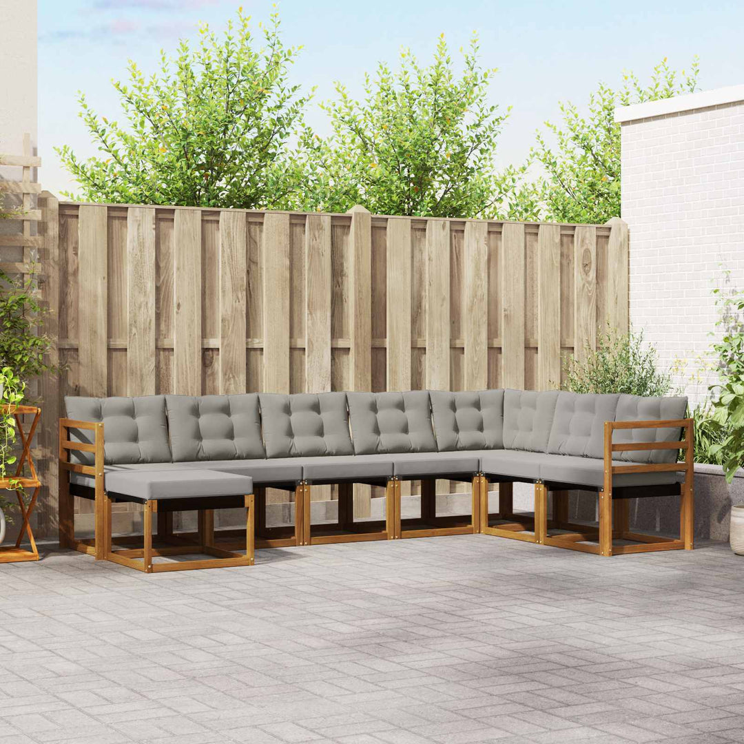 Udendørs sofagruppe med pude 8 pcs Naturlig og Lys Grå
