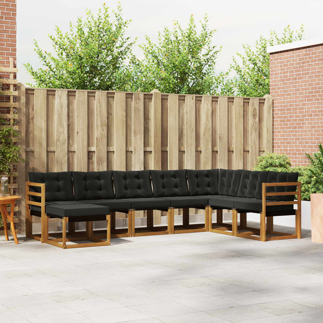 Udendørs sofagruppe med pude 8 pcs Naturlig og sort