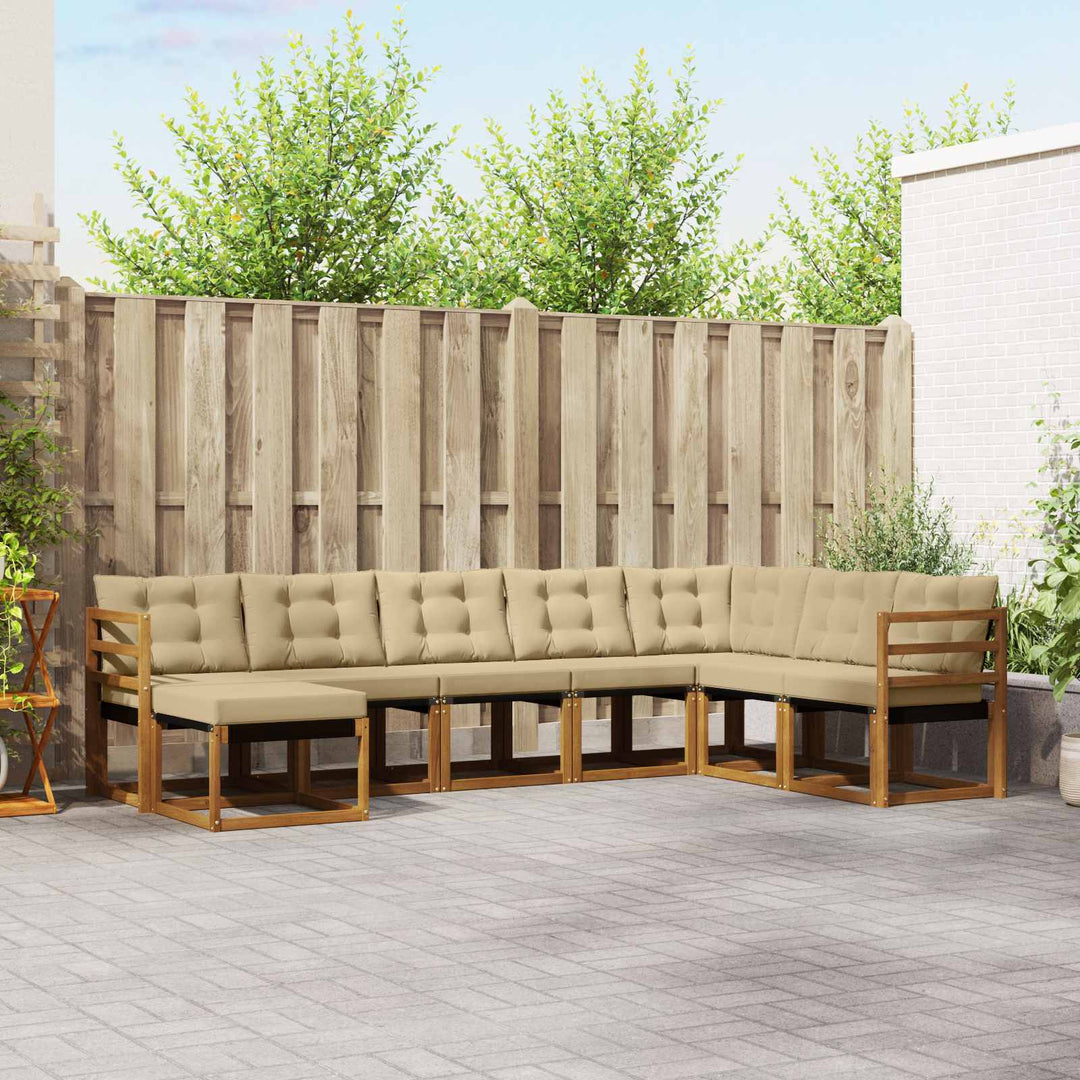 Udendørs sofagruppe med pude 8 pcs Naturlig og Beige