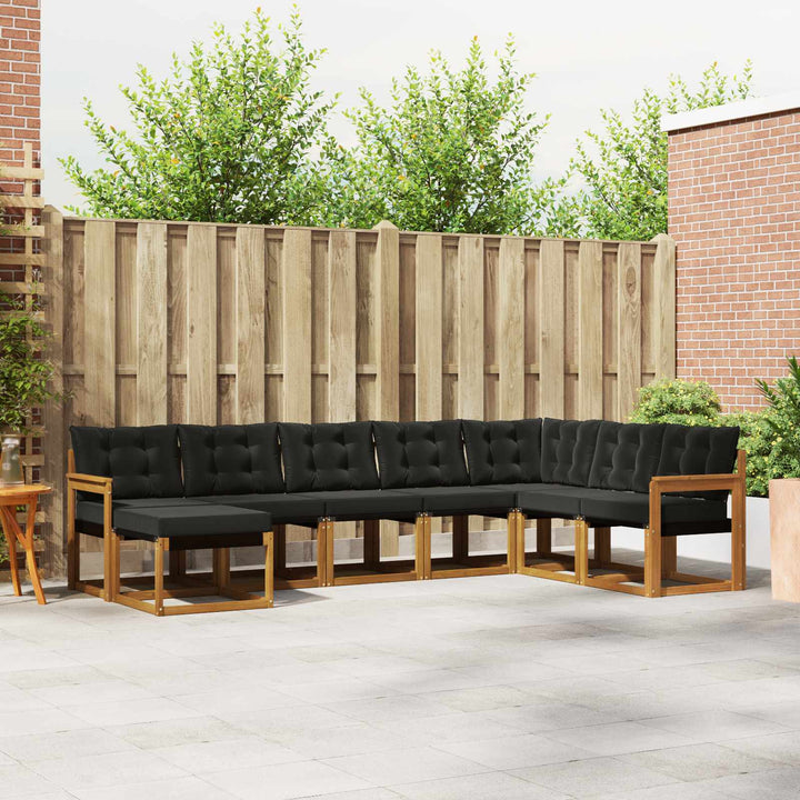 Udendørs sofagruppe med pude 8 pcs Naturlig og sort