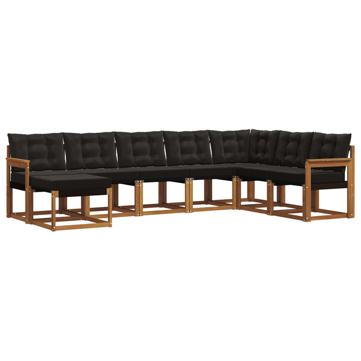 Udendørs sofagruppe med pude 8 pcs Naturlig og sort