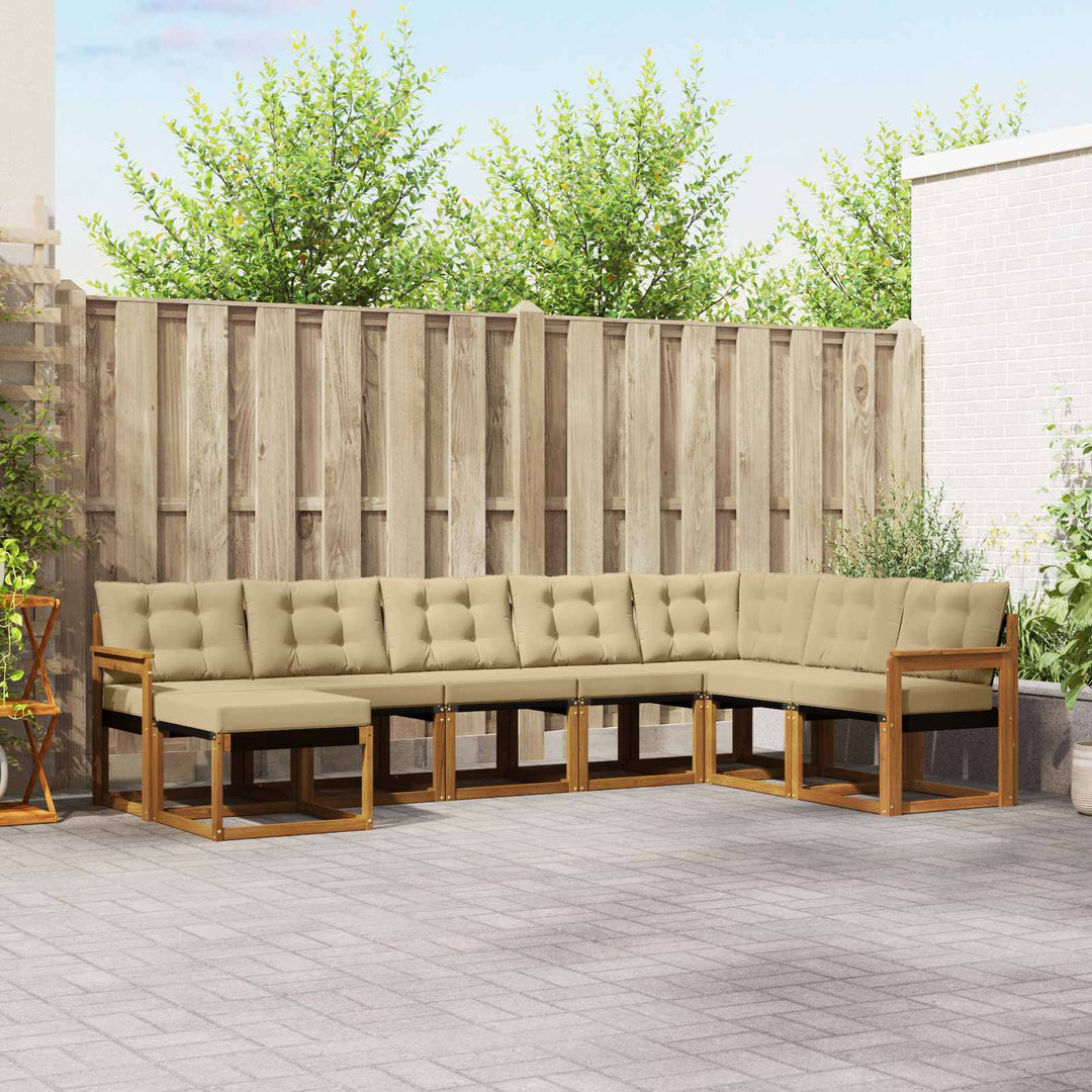 Udendørs sofagruppe med pude 8 pcs Naturlig og Beige