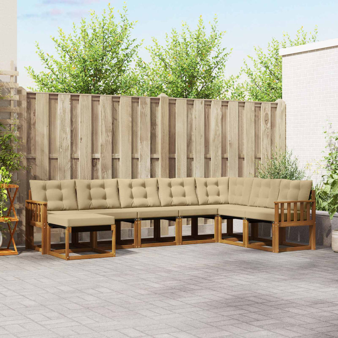 Udendørs sofagruppe med pude 8 pcs Naturlig og Beige
