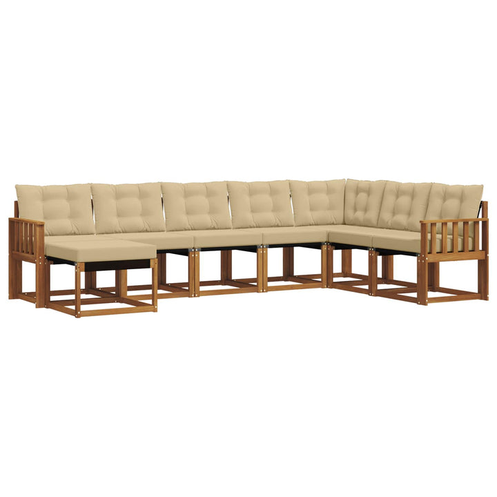 Udendørs sofagruppe med pude 8 pcs Naturlig og Beige