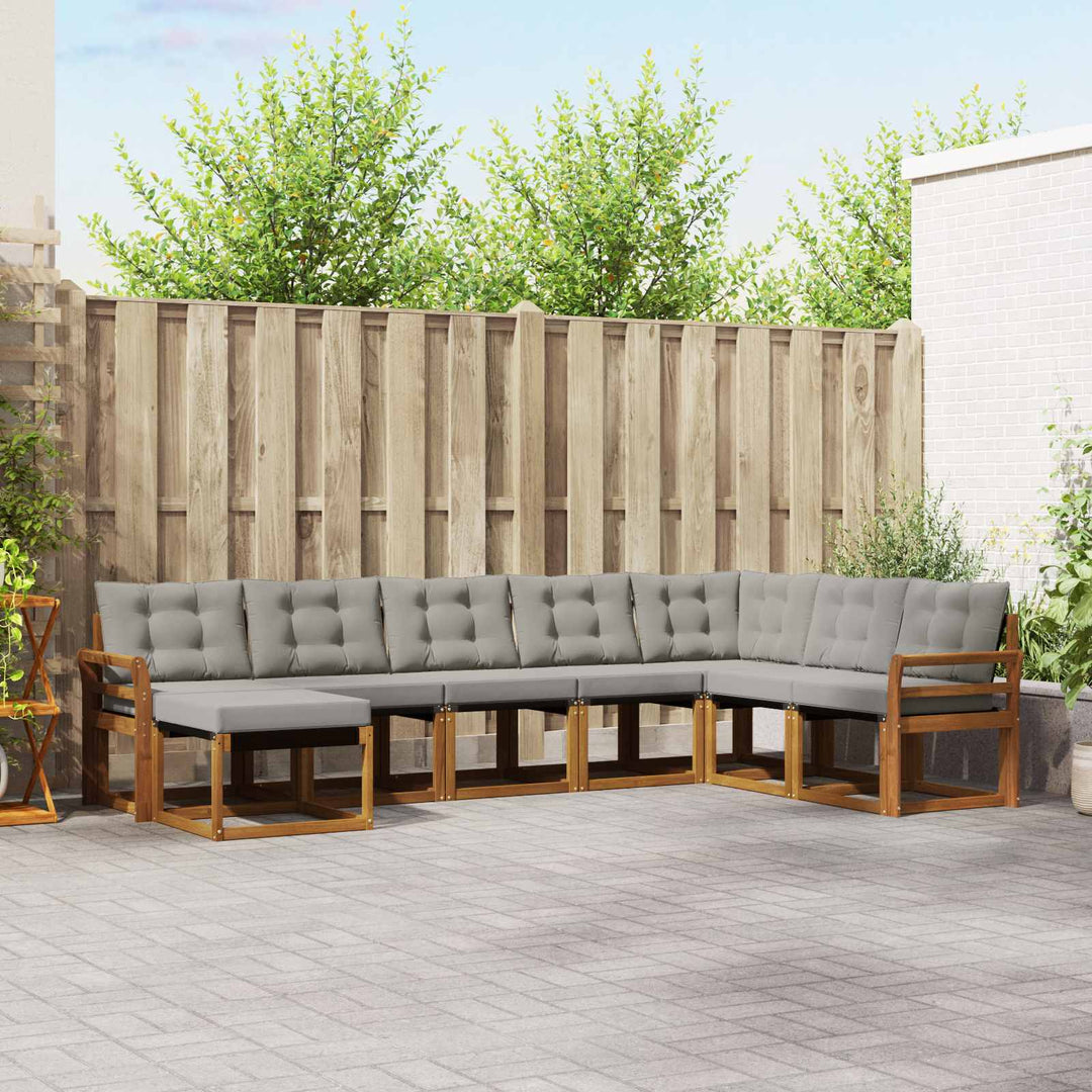 Udendørs sofagruppe med pude 8 pcs Naturlig og Lys Grå